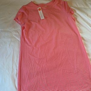 Jude Connally Ella Pinstripe Coral Dress. Coral/White. Sz XL